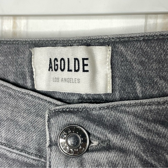 Agolde Nico High Rise Slim Jeans Grey Wash Denim Organic Cotton Ankle Women’s 28 - Picture 5 of 9